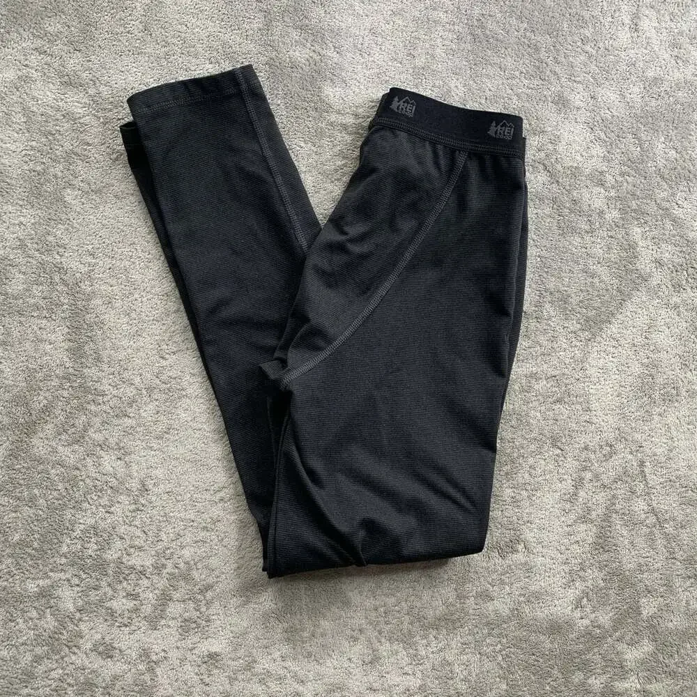 REI Co-op Pants Kids Medium 10/12 Midweight Base Layer Bottoms Thermal Black